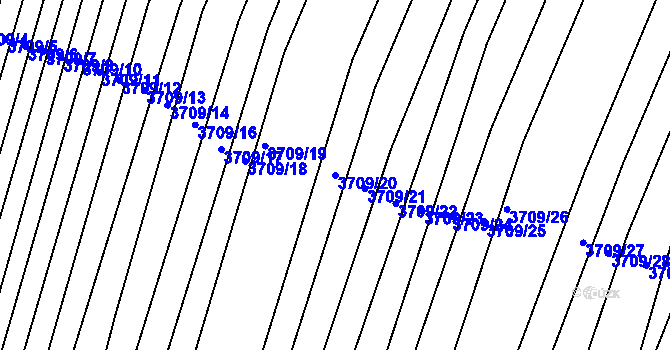 Parcela st. 3709/20 v KÚ Vracov, Katastrální mapa