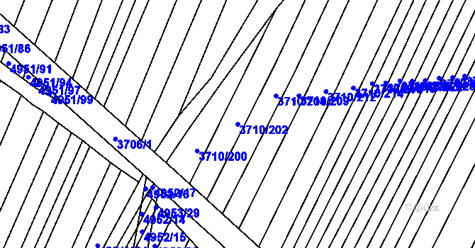 Parcela st. 3710/202 v KÚ Vracov, Katastrální mapa