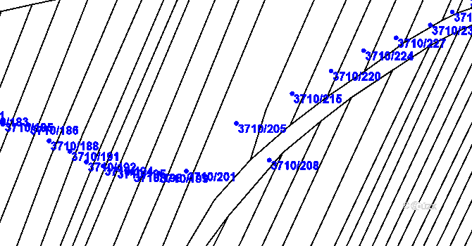 Parcela st. 3710/205 v KÚ Vracov, Katastrální mapa