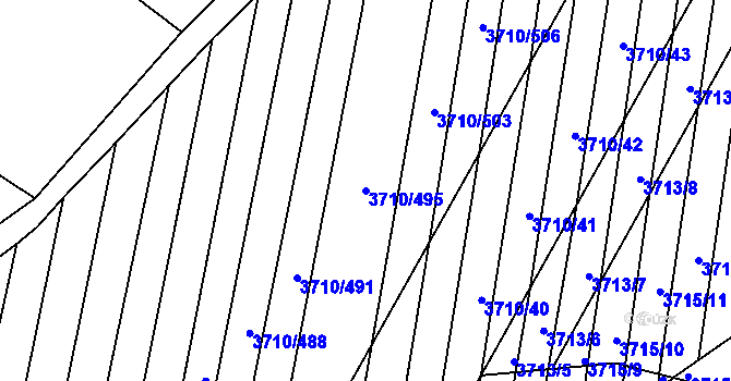 Parcela st. 3710/495 v KÚ Vracov, Katastrální mapa