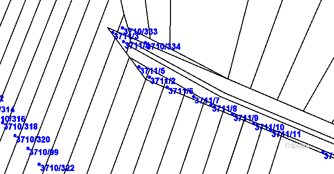 Parcela st. 3711/6 v KÚ Vracov, Katastrální mapa