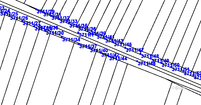 Parcela st. 3711/42 v KÚ Vracov, Katastrální mapa