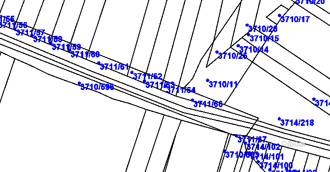 Parcela st. 3711/64 v KÚ Vracov, Katastrální mapa