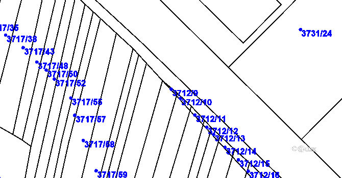 Parcela st. 3712/9 v KÚ Vracov, Katastrální mapa