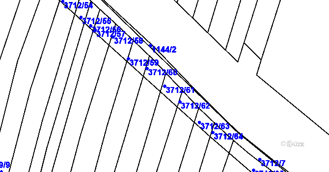Parcela st. 3712/61 v KÚ Vracov, Katastrální mapa
