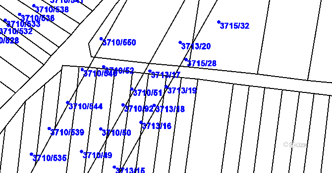 Parcela st. 3713/19 v KÚ Vracov, Katastrální mapa
