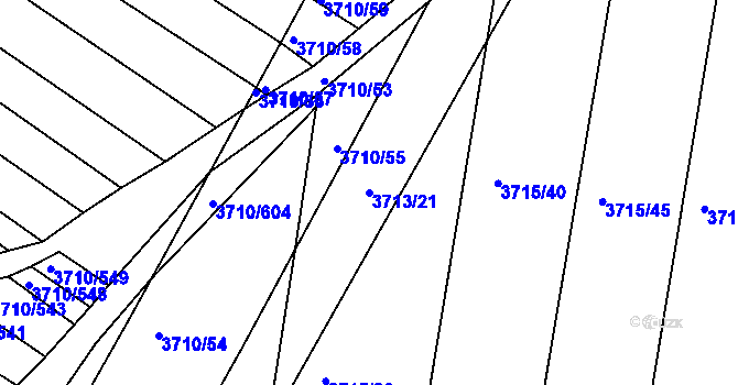 Parcela st. 3713/21 v KÚ Vracov, Katastrální mapa