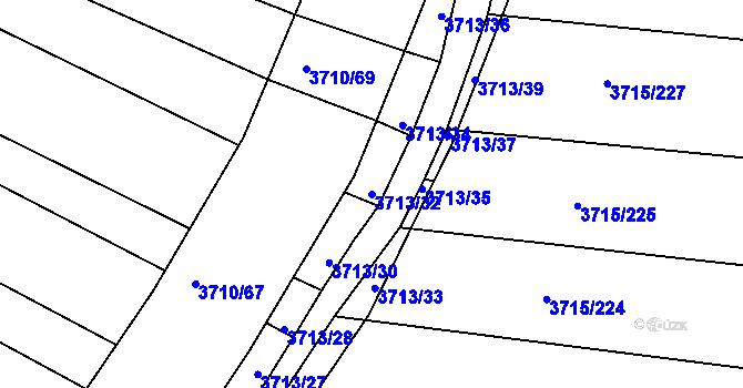 Parcela st. 3713/32 v KÚ Vracov, Katastrální mapa