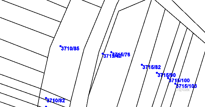 Parcela st. 3713/42 v KÚ Vracov, Katastrální mapa