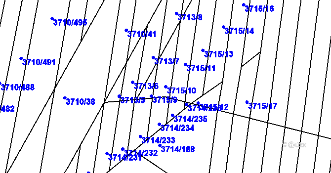 Parcela st. 3715/10 v KÚ Vracov, Katastrální mapa