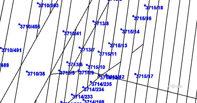 Parcela st. 3715/11 v KÚ Vracov, Katastrální mapa