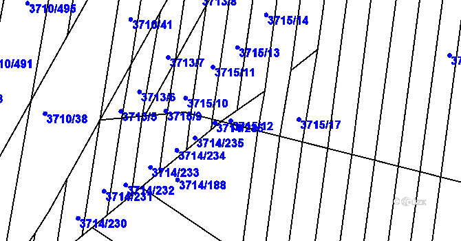 Parcela st. 3715/12 v KÚ Vracov, Katastrální mapa