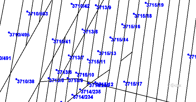 Parcela st. 3715/13 v KÚ Vracov, Katastrální mapa