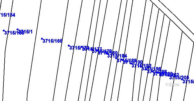 Parcela st. 3715/180 v KÚ Vracov, Katastrální mapa