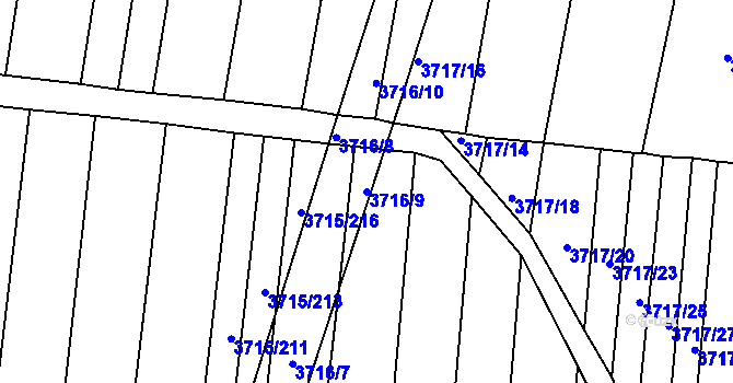 Parcela st. 3716/9 v KÚ Vracov, Katastrální mapa