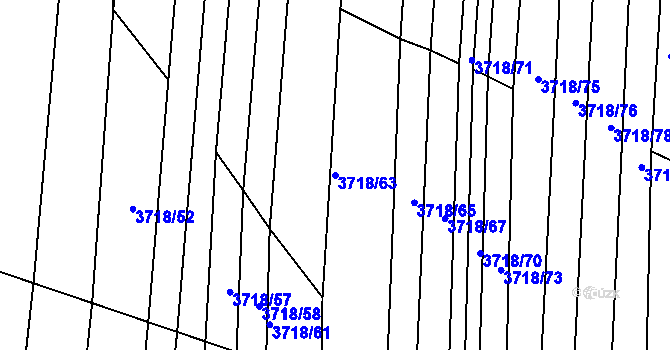 Parcela st. 3718/63 v KÚ Vracov, Katastrální mapa