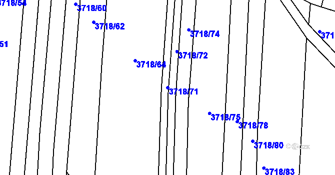 Parcela st. 3718/71 v KÚ Vracov, Katastrální mapa