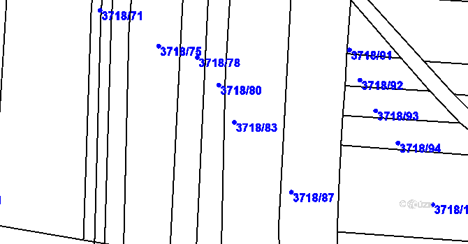 Parcela st. 3718/83 v KÚ Vracov, Katastrální mapa