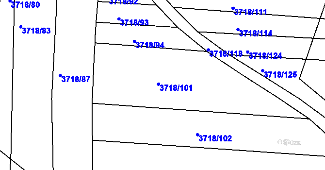 Parcela st. 3718/97 v KÚ Vracov, Katastrální mapa
