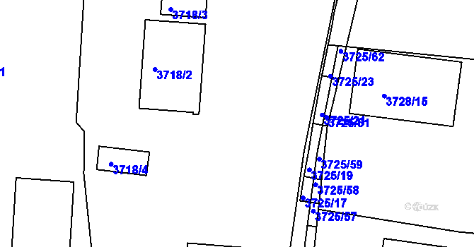 Parcela st. 3718/133 v KÚ Vracov, Katastrální mapa