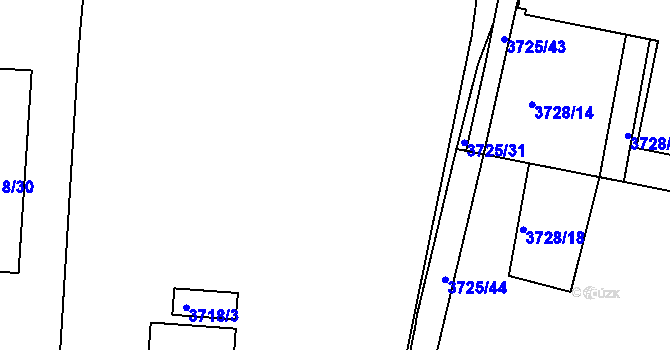 Parcela st. 3718/140 v KÚ Vracov, Katastrální mapa