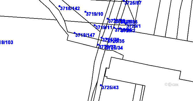 Parcela st. 3725/76 v KÚ Vracov, Katastrální mapa