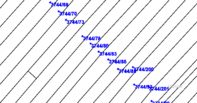 Parcela st. 3744/83 v KÚ Vracov, Katastrální mapa
