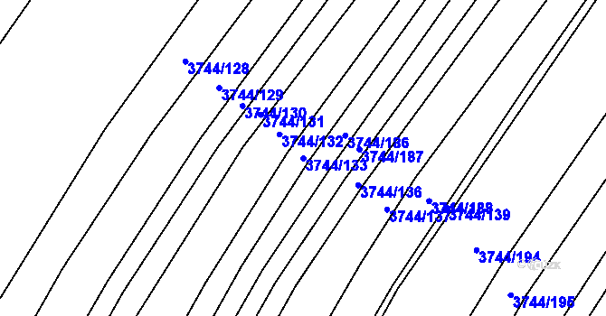 Parcela st. 3744/133 v KÚ Vracov, Katastrální mapa