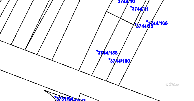 Parcela st. 3744/158 v KÚ Vracov, Katastrální mapa