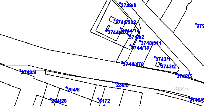 Parcela st. 3744/177 v KÚ Vracov, Katastrální mapa