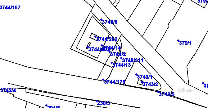 Parcela st. 3744/179 v KÚ Vracov, Katastrální mapa