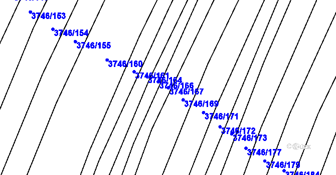 Parcela st. 3746/167 v KÚ Vracov, Katastrální mapa