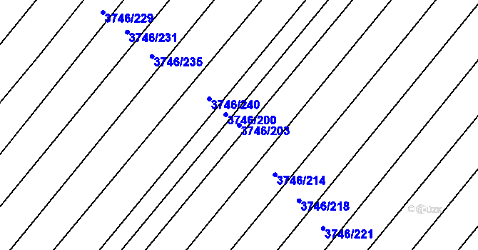 Parcela st. 3746/203 v KÚ Vracov, Katastrální mapa