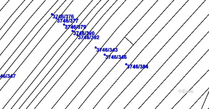 Parcela st. 3746/346 v KÚ Vracov, Katastrální mapa