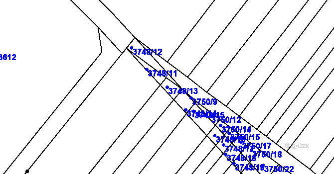 Parcela st. 3748/13 v KÚ Vracov, Katastrální mapa