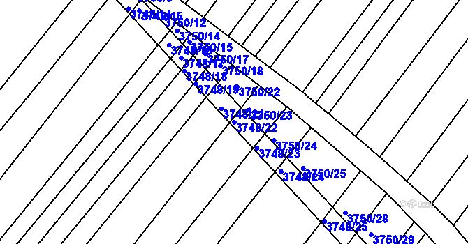 Parcela st. 3748/22 v KÚ Vracov, Katastrální mapa