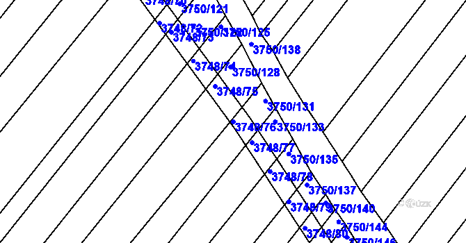 Parcela st. 3748/76 v KÚ Vracov, Katastrální mapa
