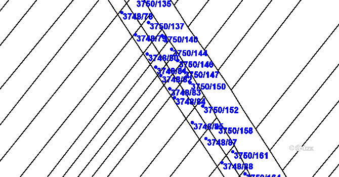 Parcela st. 3748/83 v KÚ Vracov, Katastrální mapa
