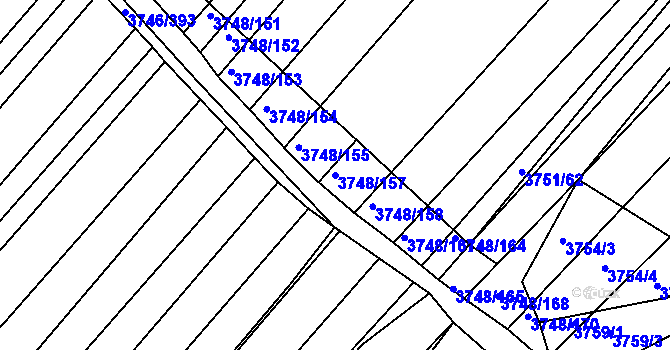 Parcela st. 3748/157 v KÚ Vracov, Katastrální mapa