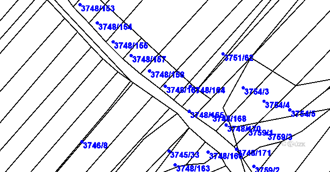 Parcela st. 3748/161 v KÚ Vracov, Katastrální mapa