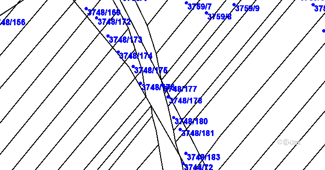 Parcela st. 3748/177 v KÚ Vracov, Katastrální mapa