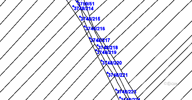 Parcela st. 3748/219 v KÚ Vracov, Katastrální mapa