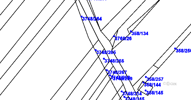 Parcela st. 3748/265 v KÚ Vracov, Katastrální mapa
