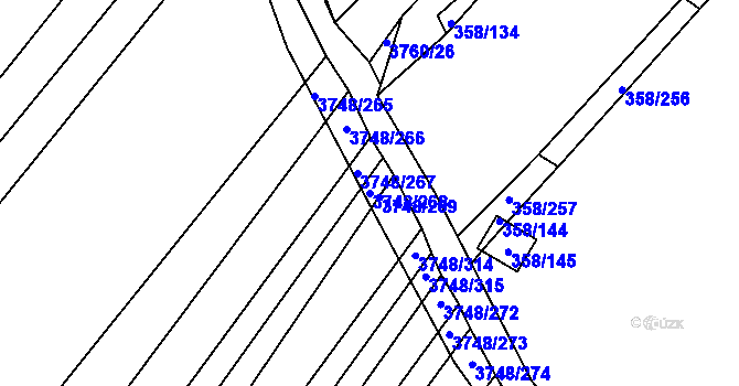 Parcela st. 3748/268 v KÚ Vracov, Katastrální mapa