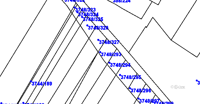 Parcela st. 3748/293 v KÚ Vracov, Katastrální mapa