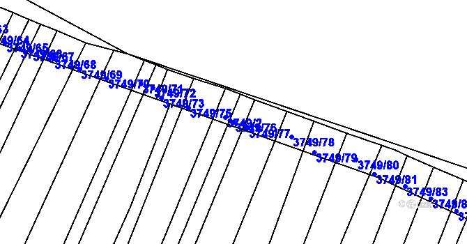Parcela st. 3749/76 v KÚ Vracov, Katastrální mapa