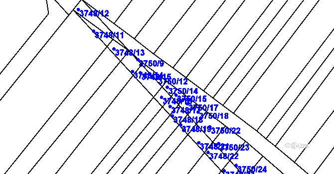 Parcela st. 3750/14 v KÚ Vracov, Katastrální mapa