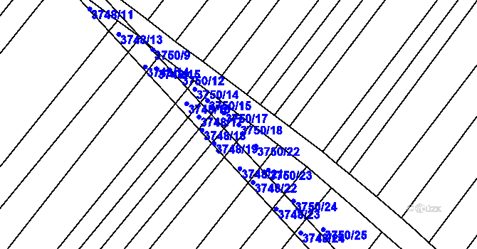 Parcela st. 3750/18 v KÚ Vracov, Katastrální mapa