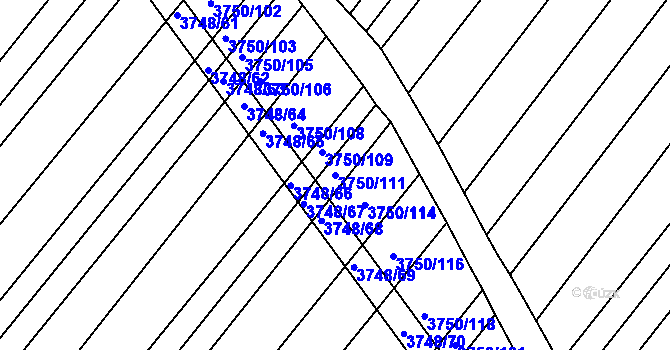 Parcela st. 3750/111 v KÚ Vracov, Katastrální mapa