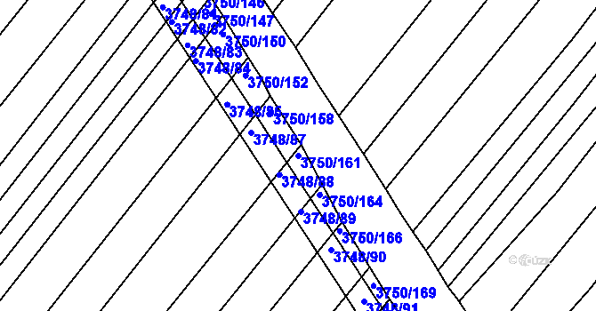 Parcela st. 3750/161 v KÚ Vracov, Katastrální mapa